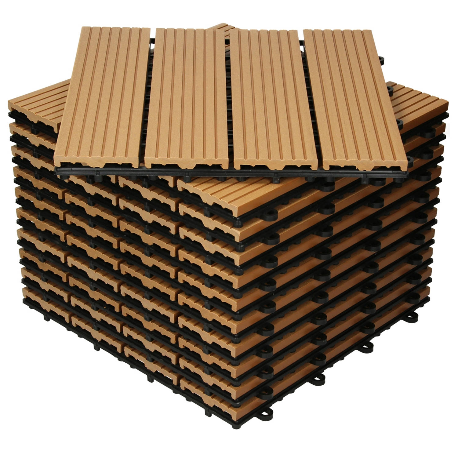 ECD Germany WPC patio tegels 30x30 cm 22er Spar Set für 2m² teak in hout look voor tuinbalkonvloeren