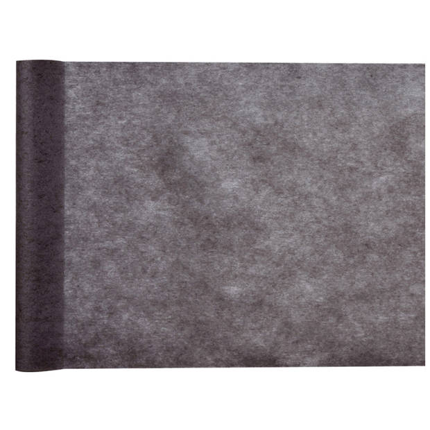 Santex Tafelloper op rol - 2x - polyester - zwart - 30 cm x 10 m - Feesttafelkleden
