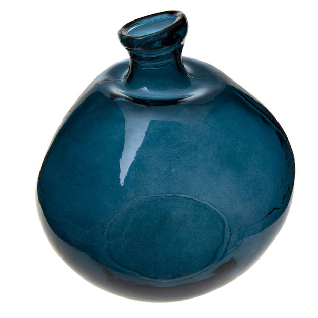 Atmosphera bloemenvaas Organische bol fles vorm - blauw transparant - glas - H33 x D32 cm - Vazen