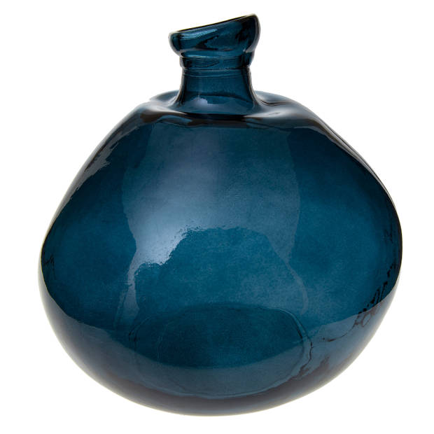 Atmosphera bloemenvaas Organische bol fles vorm - blauw transparant - glas - H33 x D32 cm - Vazen