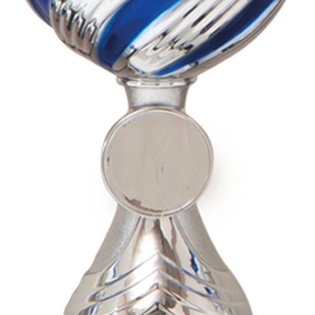 Luxe trofee/prijs beker - zilver - blauwe lijnen - kunststof - 19 x 10 cm - sportprijs - Fopartikelen