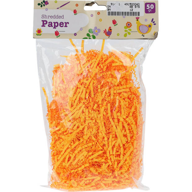 Decoratie paasgras vulmateriaal - crepe papier - oranje - 50 gram - Feestdecoratievoorwerp