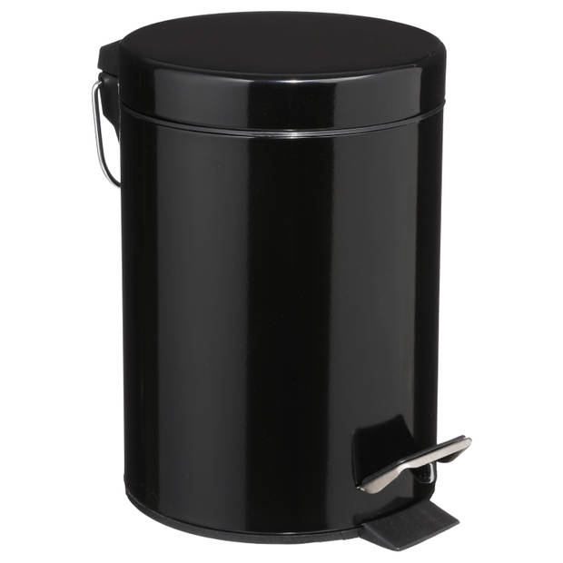 Zeller Badkamer/toilet accessoires - WC-borstel/pedaalemmer 3L- zwart - Badkameraccessoireset