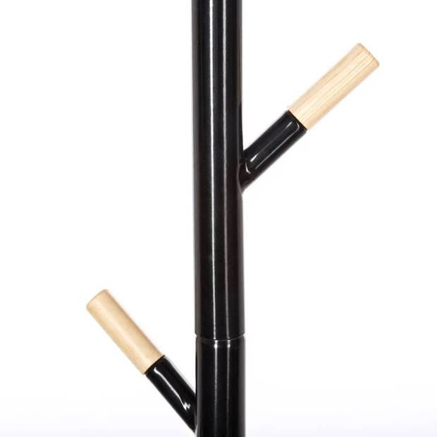 5Five kapstok - zwart - metaal/MDF - 6 haaks - 40 x 175 cm - Kapstokken