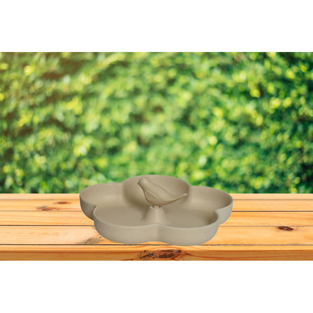 Vogelbad/voederschaal bamboe hout - beige - 23 x 23 cm - Vogelvoederschalen