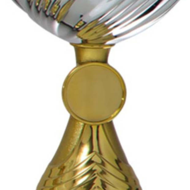 Luxe trofee/prijs beker - goud/zilver - kunststof - 14 x 8 cm - sportprijs - Fopartikelen