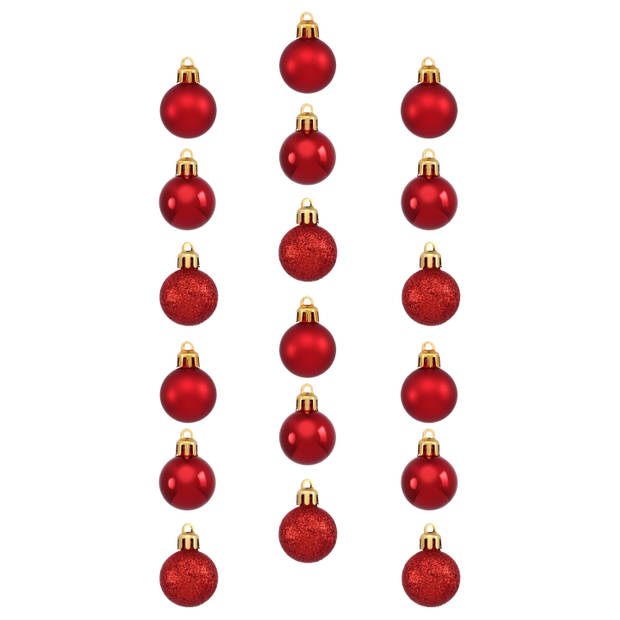 Atmosphera Kerstballen - rood - 18ST - glans en mat - 3 cm - kunststof - Kerstbal