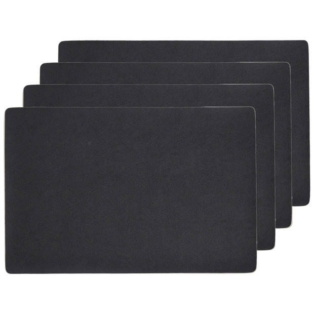 Zeller placemats - 8x - lederlook - zwart - 45 x 30 cm - Placemats