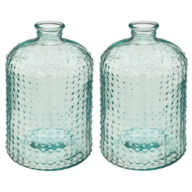 Atmosphera bloemenvaas - 2x -Apotheker Fles model - transparant - 3D glas - H32 x D18 cm - Vazen