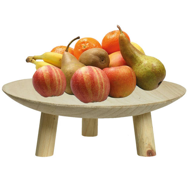 Fruitschaal op voet - hout - 30 x 10 cm - Fruitschalen