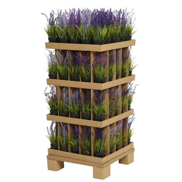 2x stuks lavendel kunstplant in pot - lila paars - D15 x H30 cm - Kunstplanten