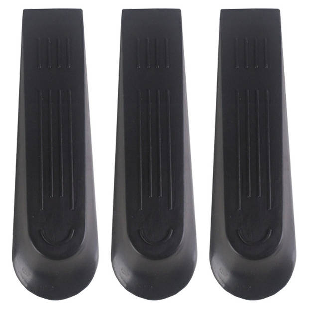 Set van 3x stuks deurstoppers/deurwiggen - zwart - 12 cm - rubber - Deurstoppers