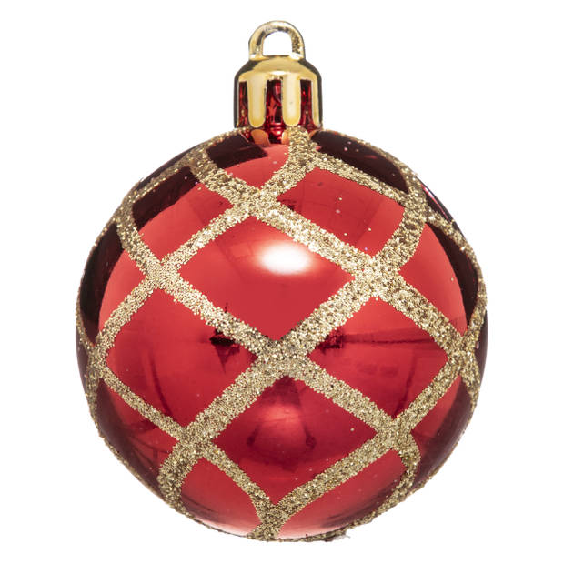 Atmosphera kerstballen - 12x st - goud/rood/groen - D4 cm - kunststof - Kerstbal