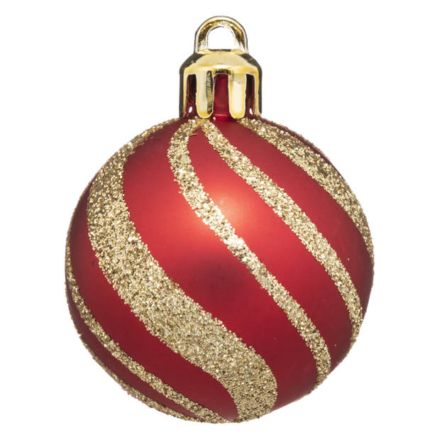 Atmosphera kerstballen - 12x st - goud/rood/groen - D4 cm - kunststof - Kerstbal