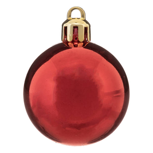 36x stuks kerstballen mix goud/rood/groen glans/mat/glitter kunststof 4 cm - Kerstbal