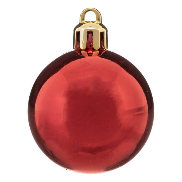 Atmosphera kerstballen - 12x st - goud/rood/groen - D4 cm - kunststof - Kerstbal