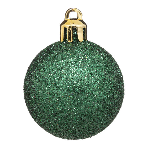 24x stuks kerstballen mix goud/rood/groen glans/mat/glitter kunststof 4 cm - Kerstbal