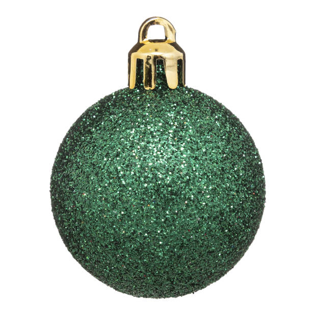 36x stuks kerstballen mix goud/rood/groen glans/mat/glitter kunststof 4 cm - Kerstbal