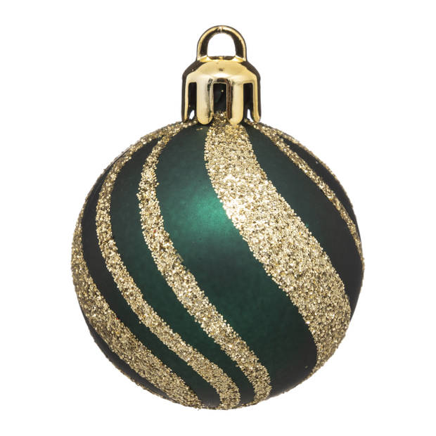 Atmosphera kerstballen - 12x st - goud/rood/groen - D4 cm - kunststof - Kerstbal