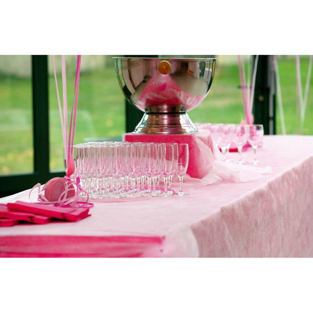 Santex Tafelkleed op rol - 2x - polyester - roze - 120 cm x 10 m - Feesttafelkleden