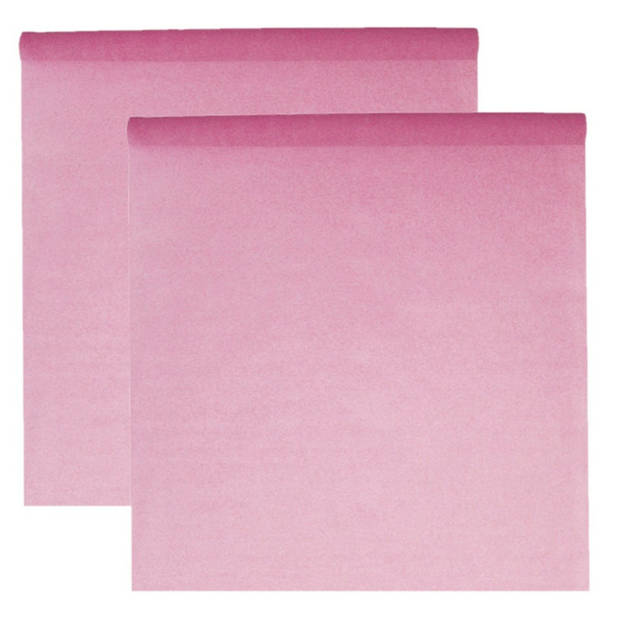 Santex Tafelkleed op rol - 2x - polyester - roze - 120 cm x 10 m - Feesttafelkleden