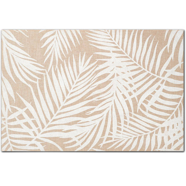 Zeller placemats palm print - 6x - 45 x 30 cm - beige - linnen - Placemats