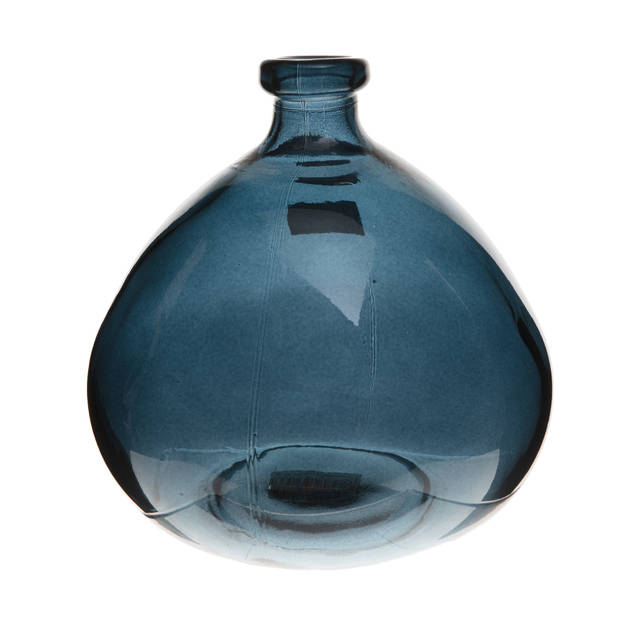 Atmosphera bloemenvaas - 2x - Organische bol fles vorm - blauw transparant - glas - H22 x D21 cm - Vazen