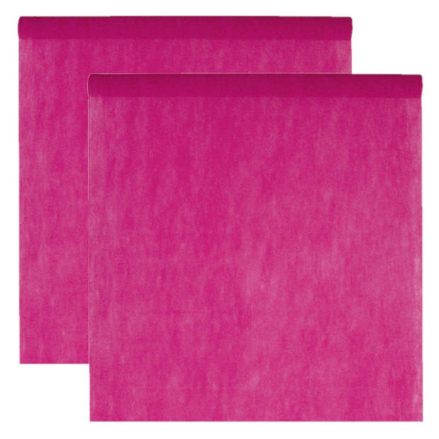 Santex Tafelkleed op rol - 2x - polyester - fuchsia roze - 120 cm x 10 m - Feesttafelkleden