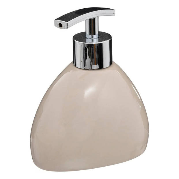 5Five Zeeppompje/dispenser - Silk - kunststeen - beige - 12.5 cm - 300 ml - Zeeppompjes