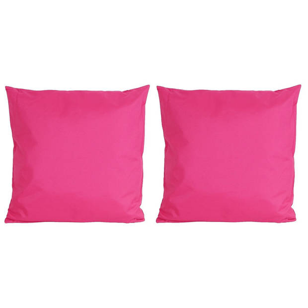 Set van 2x stuks buiten/woonkamer/slaapkamer kussens in het fuchsia roze 45 x 45 cm - Sierkussens