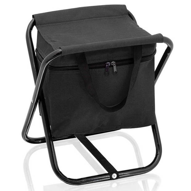 Opvouwbare stoel met koeltas zwart met 2 stuks flexibele koelelementen - Koeltas