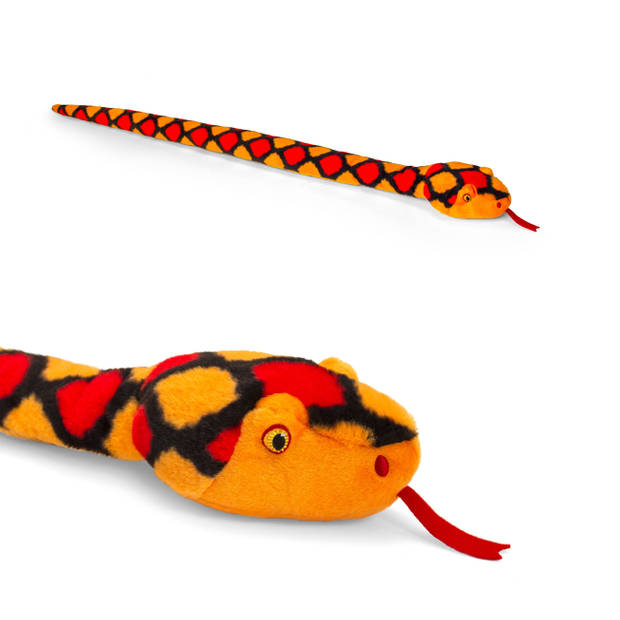 Keel Toys - Pluche knuffel dieren set van 2x slangen rood en blauw 100 cm - Knuffeldier