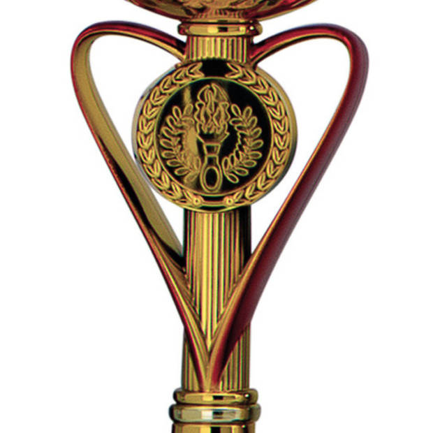 Trofee/prijs beker - goud - rood - hart - luxe beker - kunststof - 20 x 8 cm - sportprijs - Fopartikelen