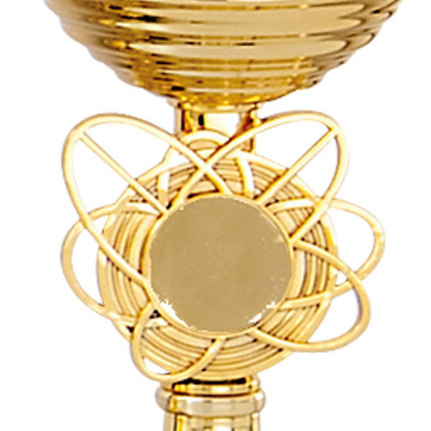 Luxe trofee/prijs beker - bloemvorm accent - goud- kunststof - 16 x 8 cm - sportprijs - Fopartikelen