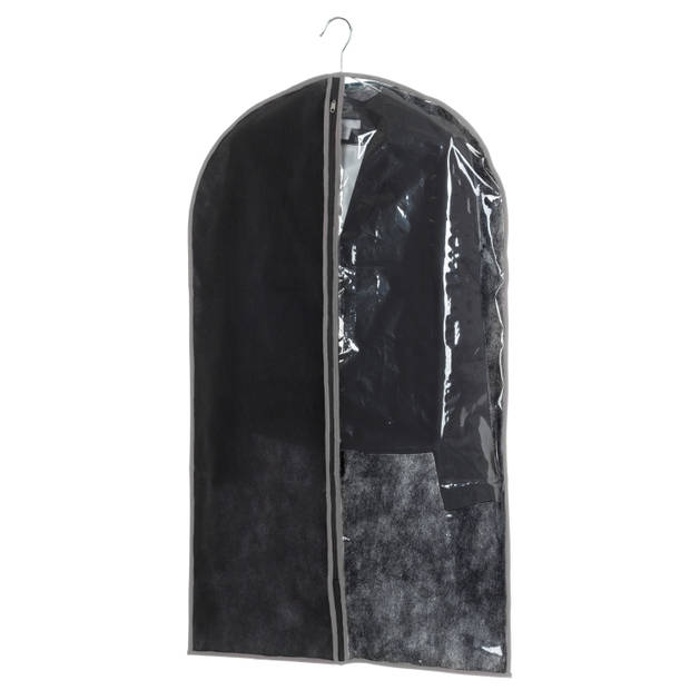 Set van 5x stuks kleding/beschermhoes zwart 100 cm inclusief kledinghangers - Kledinghoezen