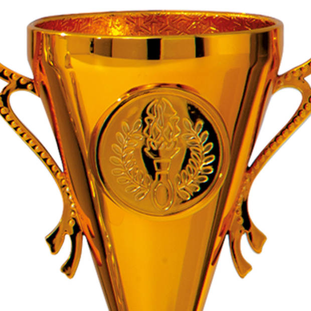 Luxe trofee/prijs beker met sierlijke oren - brons - kunststof - 13 x 8 cm - sportprijs - Fopartikelen