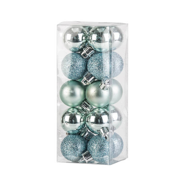 Set van 40x stuks kunststof kerstballen mix zilver en mintgroen 3 cm - Kerstbal