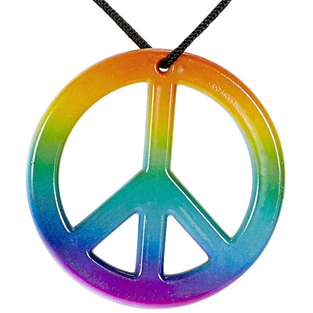 Hippie ketting - Flower Power - Sixties sieraden - peace teken ketting - Verkleedsieraden