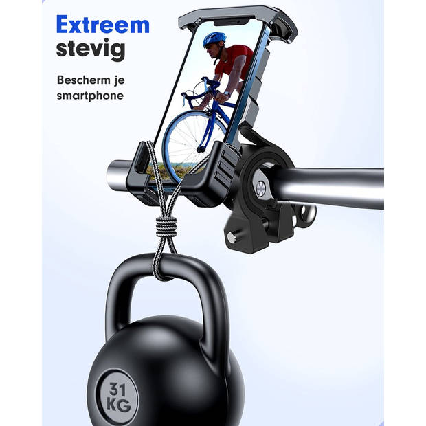 AG 150 Universele Telefoonhouder Fiets - Extreem sterk - 360 graden rotatie - Ook voor Scooter en Motor - Zwart