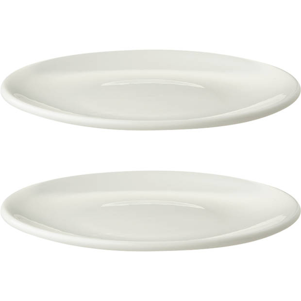 Maastricht Porselein Bord coupe Lux 16 cm Offwhite Porselein 2 stuks