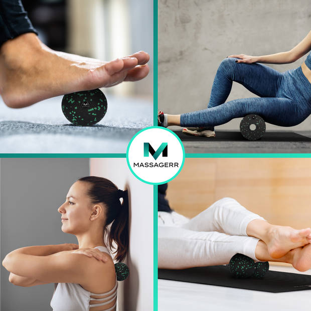 Massagerr® Box - Foamroller Set - Triggerpoint Bal & Duo Massagebal – Foam Roller Massage – Stressbal – Groen