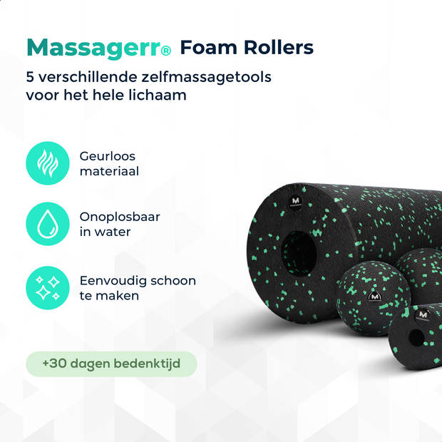 Massagerr® Box - Foamroller Set - Triggerpoint Bal & Duo Massagebal – Foam Roller Massage – Stressbal – Groen