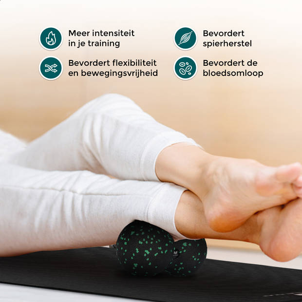 Massagerr® Mini Box - Massage Bal - Duo Massagebal - Mini Foam Roller – Stressbal - Triggerpoint Roller Set – Groen