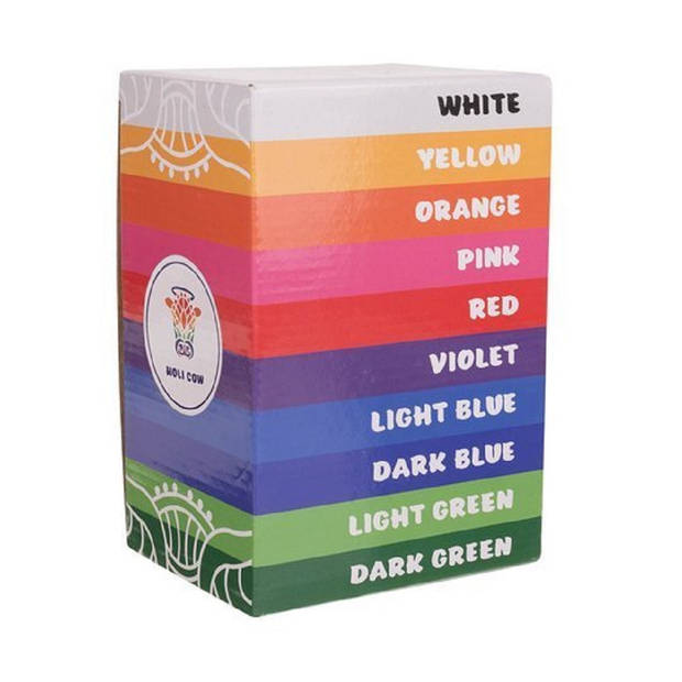 Holi cow 10 x 100 gr gekleurde holi poeder voor festivals en evenementen - Colour run powder