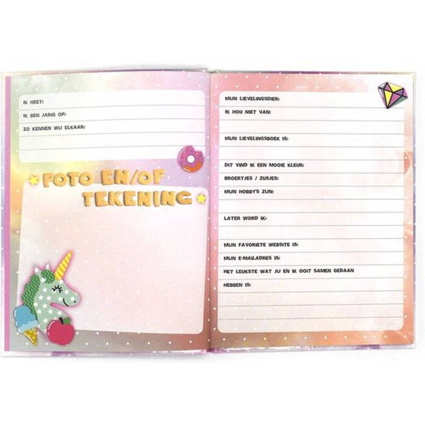 Unicorn vriendenboek - 80 Pagina's - Harde Kaft Met Gouden Glitter