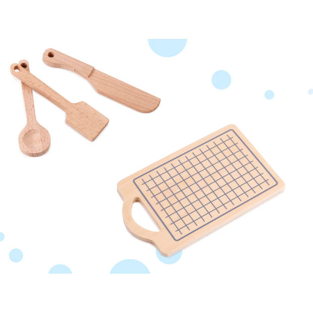 Luxe Moderne houten speelgoed keuken - speelkeuken - met gratis accessoires 68 cm x 25,5 cm x 82 cm