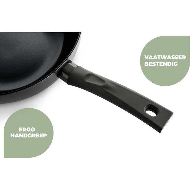 ISENVI Avon keramische wokpan 36 CM - Ergo greep - Antraciet - Keramisch - 100% PFAS, PTFE en PFOA vrij