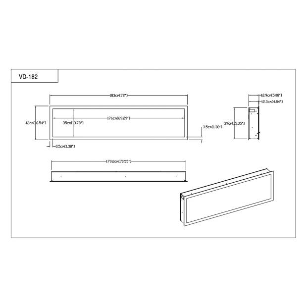 EVIQ - Elektrische sfeerhaard Smartline 72" inch - 182 cm