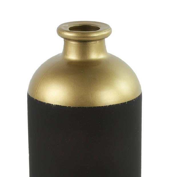 Countryfield Bloemen/Deco vaas - 2x - zwart/goud - glas - D11 x H25 cm - Vazen
