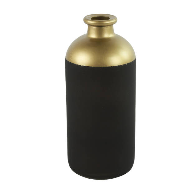 Countryfield Bloemen/Deco vaas - 2x - zwart/goud - glas - D11 x H25 cm - Vazen